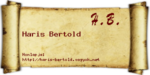 Haris Bertold névjegykártya
